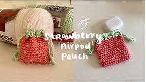 🍓 crochet strawberry airpod pouch | beginner-friendly tutorial