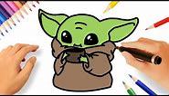 HOW TO DRAW BABY YODA EASY