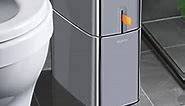 MOPUP Touchless Bathroom Trash Can, 4 Gallon Narrow Metal Automatic Privacy Garbage Can with Motion Sensor and Waterproof Design for Bedroom, Office, Toilet.Stainless Steel Dog-Proof Trash Bin.