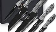 EUNA 5 PCS Kitchen Knife Set, Ultra-Sharp Chef Knives High Carbon Stainless Steel Professional Cooking Knife Set with Ergonomic Handle, Sheaths and Gift Box