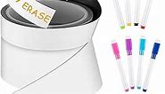 2 Rolls Dry Erase Magnetic Strip 2" x 10 ft 1" x 10 ft Blank Writable Magnetic Tape Roll with 8 Dry Erase Pens Flexible Reusable White Magnetic Labels for Whiteboards Refrigerator Crafts Shelf