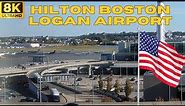 【8K】Hilton Boston Logan Airport - Terminal C to Terminal E Walk - Room Tour - 2 Queen Corner Room