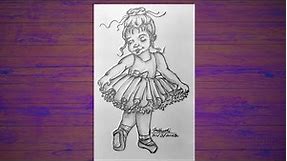How To Draw A Little Ballerina 🩰 Girl 👧 | Graphite Pencil ✍️ Drawing | Easy Tutorial For Beginners