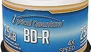 Optical Quantum 50 Pack 4X 25GB BD-R Blu-ray Blank Disc White Inkjet Hub Printable (MPN:OQBDR04WIP-H-50)