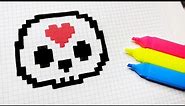 Halloween Pixel Art - How to draw a skull #pixelart