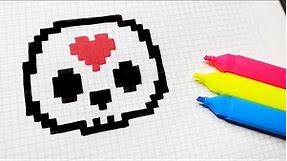 Halloween Pixel Art - How to draw a skull #pixelart