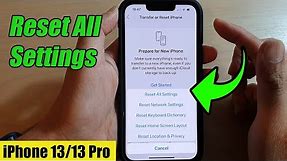 iPhone 13/13 Pro: How to Reset All Settings