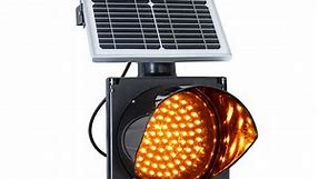 8 Inch Diameter LED Traffic Light Signal Flashing Solar Battery Powered