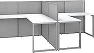 Bush Business Furniture Easy Office 2 Person L Shaped Cubicle Desk Workstation, 60W x 45H, Pure White