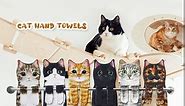 Cat Funny Hand Towels for Bathroom Kitchen - Cute Decorative Cat Decor Hanging Face Towels Super Absorbent Soft- Unique Valentines Day Mothers Day Housewarming Birthday Gifts for Women Cat Lovers