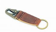 JJNUSA Key Ring Holder EDC Leather Belt Keychain, Heavy Duty Clip Key Chain Fob for Men,Tactical Keyring Holder for Belt Gift (Brown)