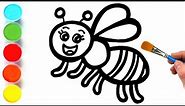 Bee & Beehive Drawing, Painting and Coloring for Kids & Toddlers | How to Draw Insects
