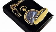 1 Personalized Pocket watch, Vintage style engraved gift. Box included, Stainless chain and engraving is included, Groomsmen, best man gifts for couples and weddings (Gold Polished)