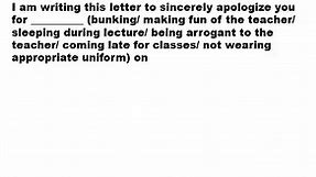Apology Letter By Student To Teacher For Misbehavior