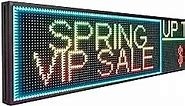 Outdoor LED Digital Signs P10 77’’x14’’ RGB Full Color WiFi Control LED Message Display, High Brightness with SMD Technology Scrolling LED Sign Programmable for Store Business Board