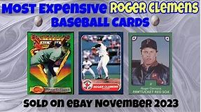 Roger Clemens Most Expensive eBay Sales Baseball Cards - November 2023