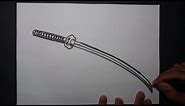 How to Draw a Samurai Sword - Katana Sword Drawing - Easy Step by Step Drawing Tutorial