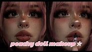 peachy & soft dolly makeup ‎♡‧₊˚