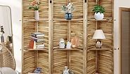 ECOMEX 6 Panel Room Divider with Shelves, Natural