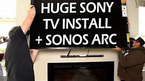 Huge Sony X950h LED 4K UHD TV Install + Sonos Arc Sound Bar