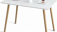 White Dining Table Modern Kitchen Table Rectangle Dining Room Table 44" X 28" for Small Sapce 4-6 Person