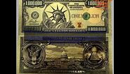 1005005031175148 2022 New America Banknote USA 1 Million Dollar Banknote Bill in 24K Go