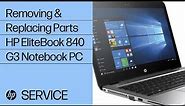 Removing & replacing parts for HP EliteBook 840 G3 | HP Computer Service