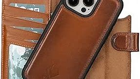 VENOULT Compatible with iPhone 13 Wallet Case for Man or Women, Genuine Leather Magnetic Detachable Luxury Folio Cover, Wirelss Charge, RFID, First Class Handmade Workmanship