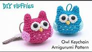 How to crochet - easy Owl Amigurumi keychain tutorial - great for beginners - English