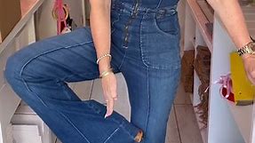How to wear a fitted denim flare jumpsuit