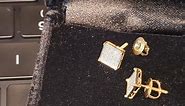 10k Yellow Gold Round Diamond Square Cluster Stud Earrings