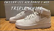 Nike Air Force 1 Mid Triple White. Unboxing and on feet.