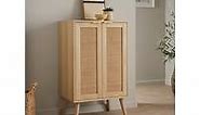 Nikita Light Rattan 2 Door Storage Unit - Light Oak