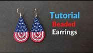 Seed bead earrings tutorial, USA flag style earrings with double brick stitch