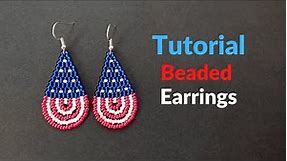 Seed bead earrings tutorial, USA flag style earrings with double brick stitch