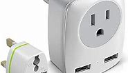 European Travel Plug Adapter for Europe & UK, American to Ireland Italy France Spain Greece Germany Israel Travel Essentials, International Power Outlet USB Charger, US to EU UK Travel Accessories