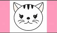 How to draw a Cute Cat Face Emoji Kitten Kitty step by step for kids :3