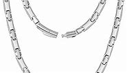 Feraco Titanium Magnetic Necklace for Men Women Magnetic Necklace Cross Titanium Chain for Men Women (Silver)