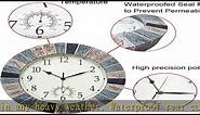 UMEXUS Indoor Outdoor Clock and Thermometer, 13 Inch Large Waterproof Wall Clocks, Retro Silent Non