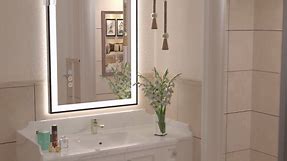 Apmir 20 in. W x 28 in. H Rectangular Space Aluminum Framed Dual Lights Anti-Fog Wall Bathroom Vanity Mirror in Tempered Glass L001B5070