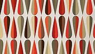 Feelyou Geometric Upholstery Fabric for Chairs, Retro 60s 70s Geometric Round Fabric by The Yard, Vintage Raindrop Shaped Decorative Fabric for Upholstery and Home DIY Projects, 1 Yard, Orange Cream