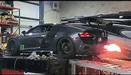 Twin Turbo V10 Audi R8 Dyno Run with Switchable Burble and Flame Mode