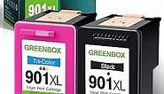 GREENBOX Remanufactured 901 Ink Cartridges for HP 901 901XL Ink Cartridges for HP Officejet 4500 J4680 J4580 J4550 J4550 J4540 J4500 J4680c G510n G510g G510a (High Yield, 1 Black 1 Tri-Color)