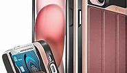 VENA vCommute Wallet Case Compatible with Apple iPhone 15 (6.1"), (Military Grade Drop Protection) Flip Leather Cover Card Slot Holder with Kickstand - Rose Gold/Red/Black