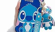 iFiLOVE for Samsung Galaxy A14 5G Stitch Case with Charm Pendant Strap, Girls Boys Women Kids Cute Cartoon Character Wristband Bracelet Slim Soft Protective Case Cover (Blue)