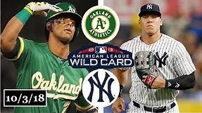 Oakland Athletics vs New York Yankees Highlights || AL Wild Card Game || October 3, 2018