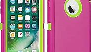 CAFEWICH iPhone 6/6S Case Heavy Duty Shockproof High Impact Tough Rugged Hybrid Rubber Triple Defender Protective Anti-Shock Silicone Mobile Phone Cover for iPhone 6/6S 4.7"(Pink Green)