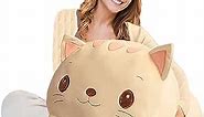 Cat Plush Pillow, Soft White Cat Stuffed Animal Toy Cylindrical Body Pillow Gifts for Kids, 33.5"