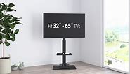FITUEYES Floor TV Stands with Swivel TILT Mount for 32 39 40 43 49 50 55 60 65 70 75 Inch LCD LED TVs with Iron Base Adjustable Shelf Universal Television Stands for Bedroom and Living Room (Black)