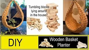 DIY wooden basket planter || DIY hanging planter with Dollar tree blocks